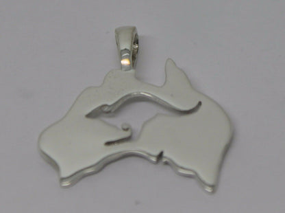 Kaedesigns Genuine Heavy Sterling Silver Australia & Kangaroo Pendant 422