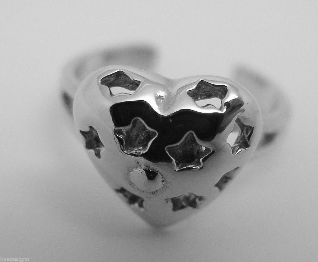 Kaedesigns Genuine New Solid 925 Sterling Silver Heart Star Toe Ring 232