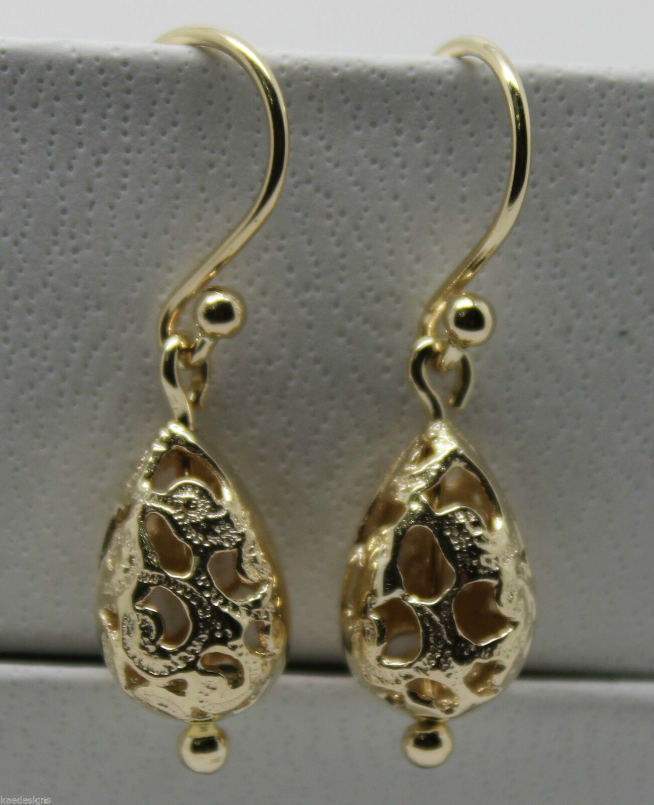 Kaedesigns 9ct 9k Yellow Or White Or Rose Gold 375 Teardrop Filigree Earrings