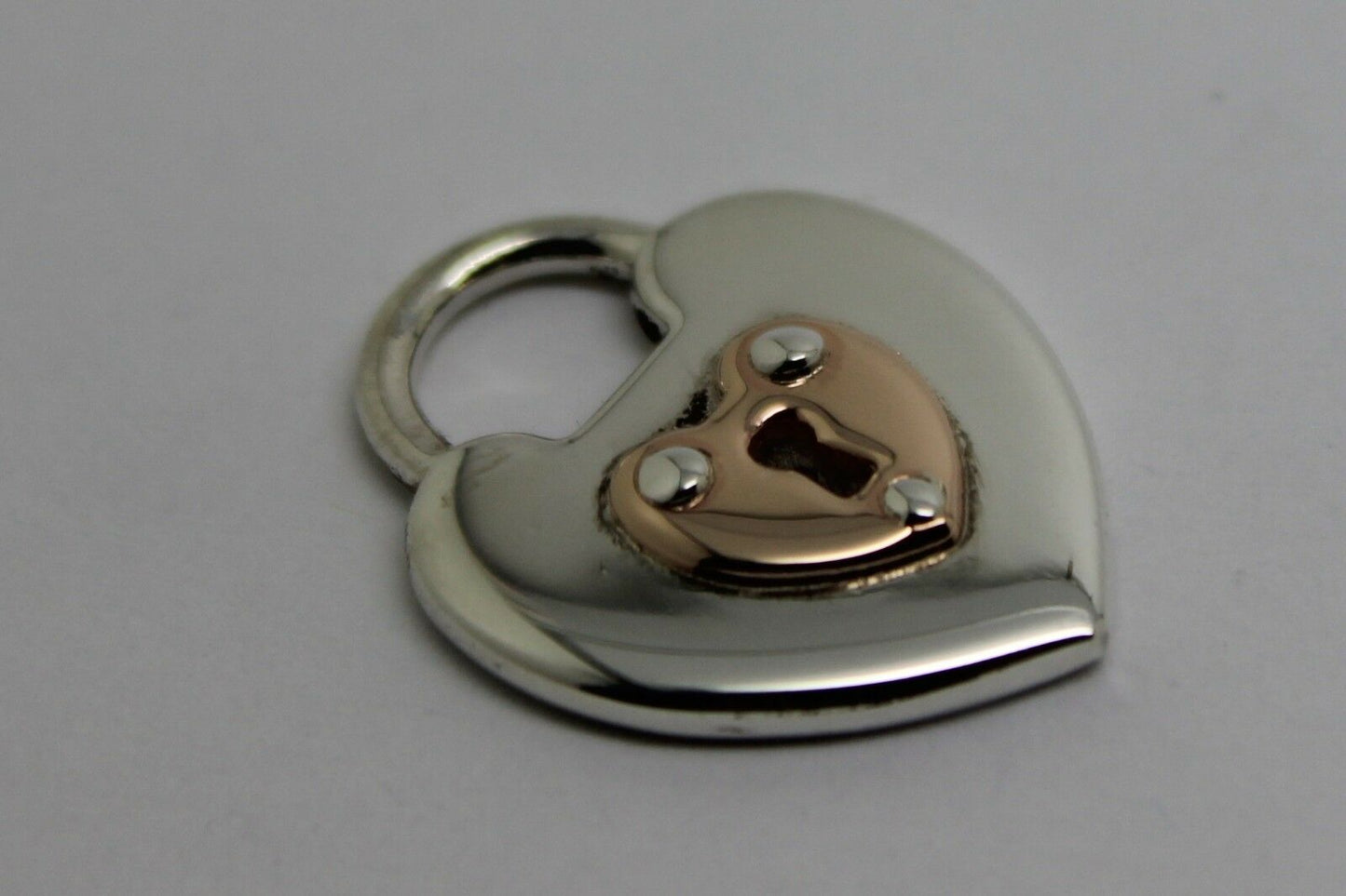 Solid Sterling Silver & 9ct Rose Gold Heart Padlock