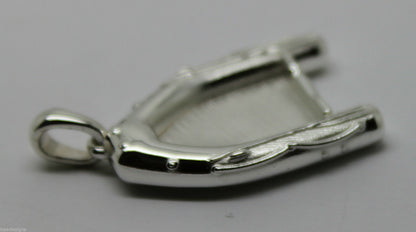 Sterling Silver Solid 925 Dinghy Raft Small Boat Pendant