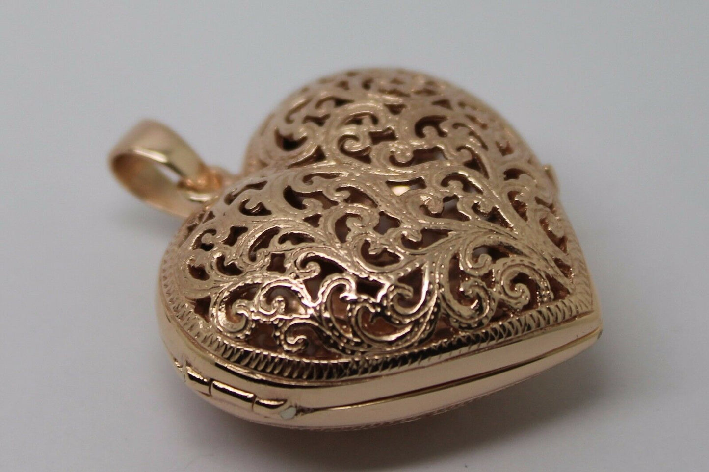 Kaedesigns, New Genuine 9ct 9kt Rose Gold Huge Filigree Heart Pendant Locket