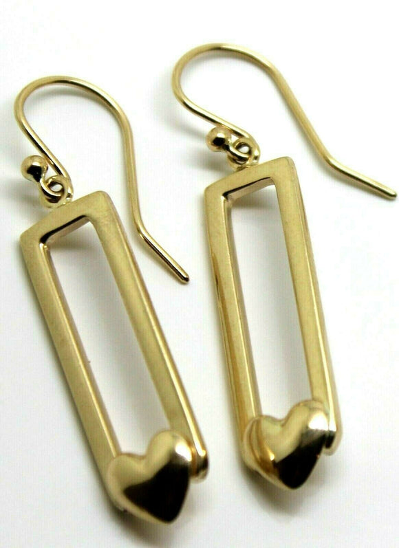 Genuine New 9ct Yellow, Rose or White Gold Heart Drop Hook Earrings