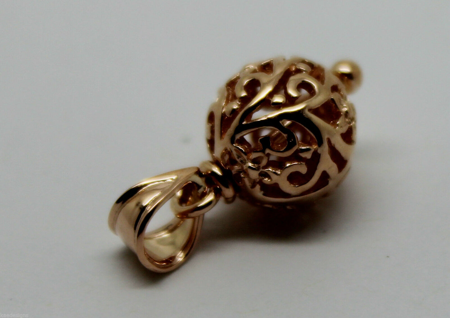 Genuine 9ct Yellow Gold or White Gold or Rose Gold 10mm Filigree Ball Pendant