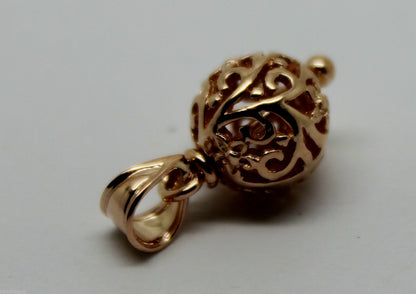 Genuine 9ct Yellow Gold or White Gold or Rose Gold 10mm Filigree Ball Pendant