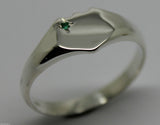 Kaedesigns New Size S to Z Large Sterling Silver Shield Green Emerald Signet Ring