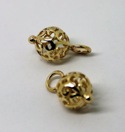 Genuine 9k 9ct Yellow, Rose or White Gold 10mm Filigree Flower Balls Charm Earrings