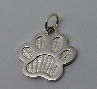 Small Genuine Sterling Silver Dog Animal Paw Print Pendant