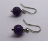 9ct White Gold 8mm Purple Amethyst Ball Earrings *Free Express Postage In Oz*