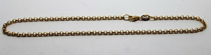 Genuine 9ct 9k Solid Yellow or Rose Gold 25cm Round Belcher Anklet