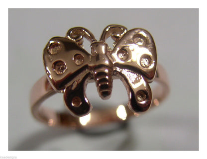 New Genuine Solid 9ct White Or Rose Or Yellow Gold Butterfly Ring Choose Size