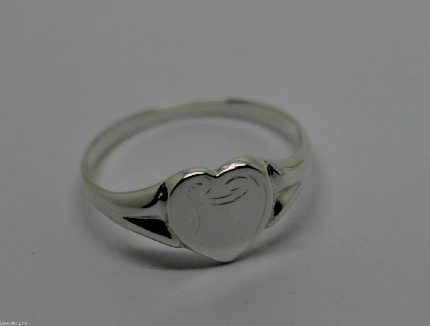 Size K Kaedesigns, New Genuine Large Sterling Silver Heart Signet Ring 265