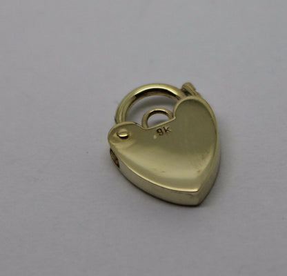 Genuine Small 13.5mm 9ct 9k Yellow Gold Screw Heart Pendant Padlock