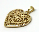 Kaedesigns Genuine 18ct Large Yellow, Rose or White Gold Filigree Double Sided Heart Pendant