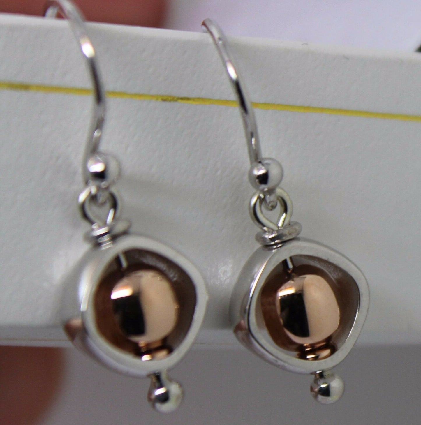 Kaedesigns Genuine 9ct 9kt White & Rose Gold 375 Belcher Ball Drop Earrings