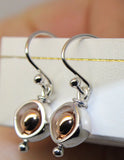 Kaedesigns Genuine 9ct 9kt White & Rose Gold 375 Belcher Ball Drop Earrings