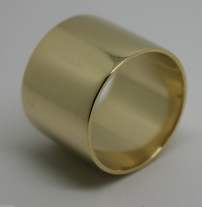 Size R Genuine Solid 9ct Yellow, Rose or White Gold / 375 Full 16mm Extra Wide Band Ring