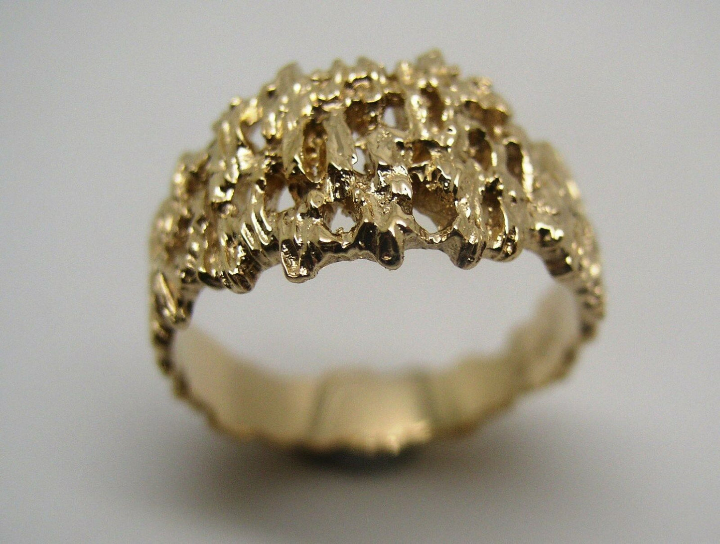 Size 10, T1/2  Genuine 10ct 10K Full Solid Yellow, Rose or White Gold Nugget Ring 12mm Wide 267