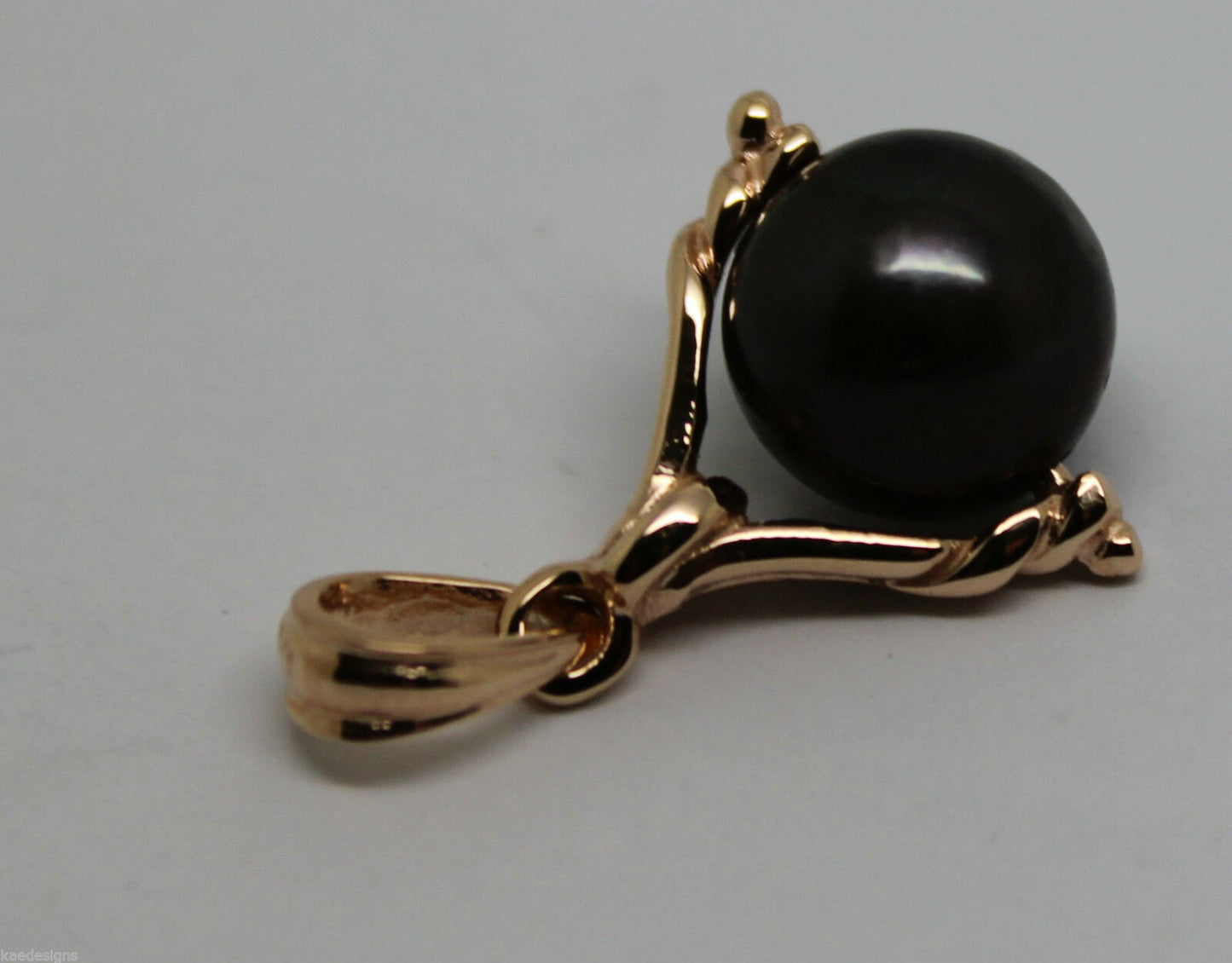 Genuine New 9ct Solid Yellow, Rose Or White Gold 10mm Black Ball Pearl Spinner Pendant