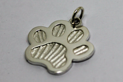 LARGE Genuine Sterling Silver 925 Dog Animal Paw Print Pendant + engraving