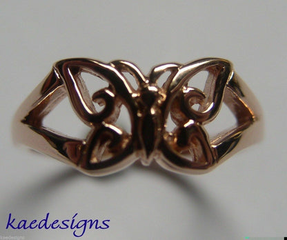 Genuine Solid 9ct 9k White Or Rose Or Yellow Gold Butterfly Ring 217 Choose Size