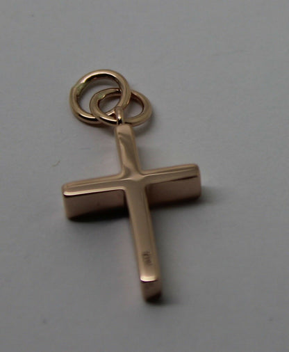 Kaedesigns,Genuine Solid Thin 18ct 750 Yellow, Rose or White Gold Plain Cross Pendant Double Bail