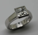 Genuine 9ct 375 Solid White Gold Heavy Solid Princess Cut Engagement Ring