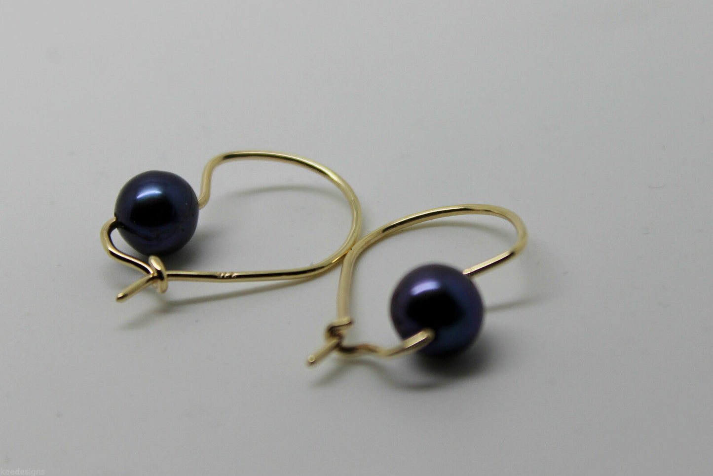 Kaedesigns New 9ct Yellow, Rose or White Gold 7mm Black Pearl Hook Earrings