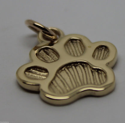 Small 9ct Yellow or Rose or White Gold Dog Animal PAW Pendant or Charm Shield