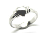 9ct 9k Small Solid White Gold Heart Signet Ring *Free Express Post In Oz
