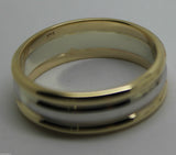 Genuine Full Solid 9ct White & Yellow Gold Heavy Band Ring Size X