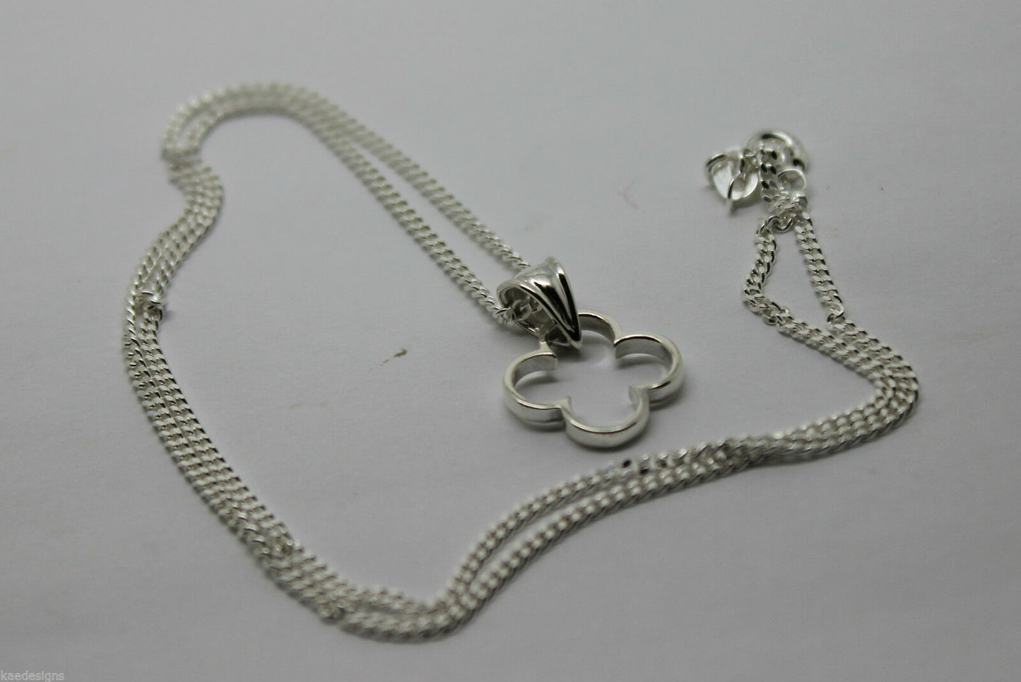 Genuine Sterling Silver 925,  Four Leaf Clover Pendant & Sterling Silver Chain