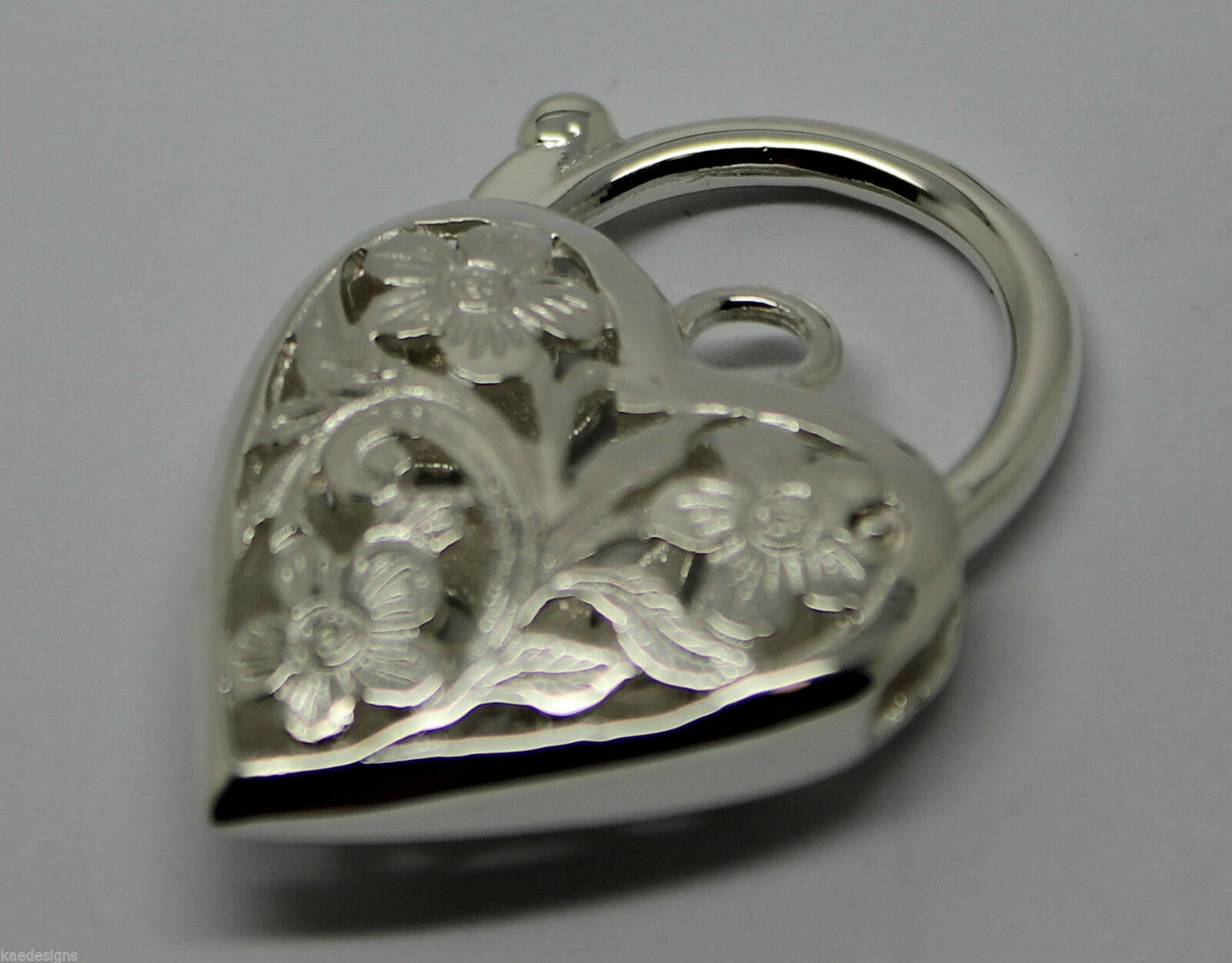 Kaedesigns New Sterling Silver Largest Heavy Large Heart Locket Padlock Filigree