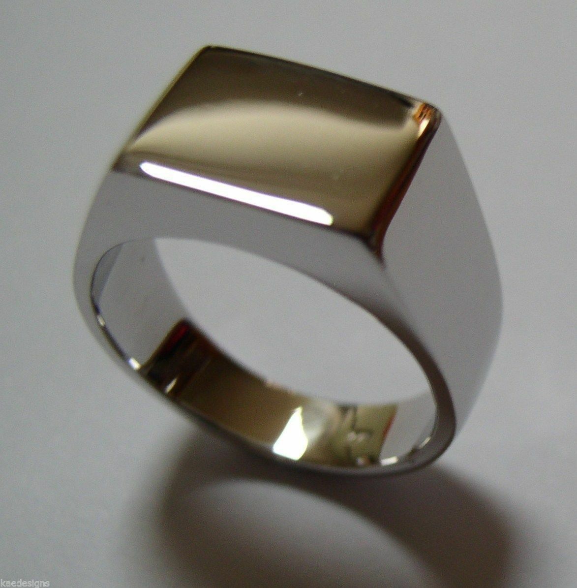 Genuine Heavy Solid 9ct White Or Rose Or Yellow Gold Rectangular Men Signet Ring