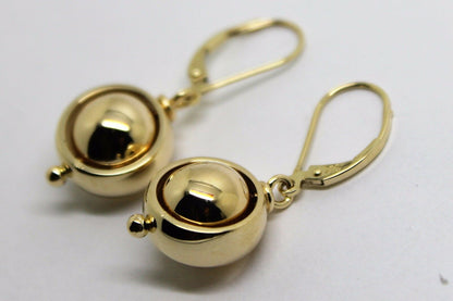 Heavy 9ct Yellow, Rose or White Gold Continental Hooks 10mm Ball Spinning Belcher Earrings