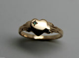 Size O 1/2 May Birthstone 9ct Solid Yellow, Rose or White Gold / 375 Green Emerald Stone Heart Signet Ring
