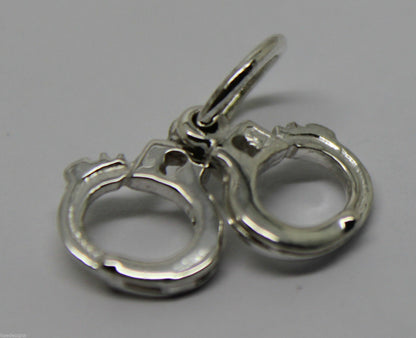 Sterling Silver 925 Hand Cuffs Handcuffs Charm Or Pendant