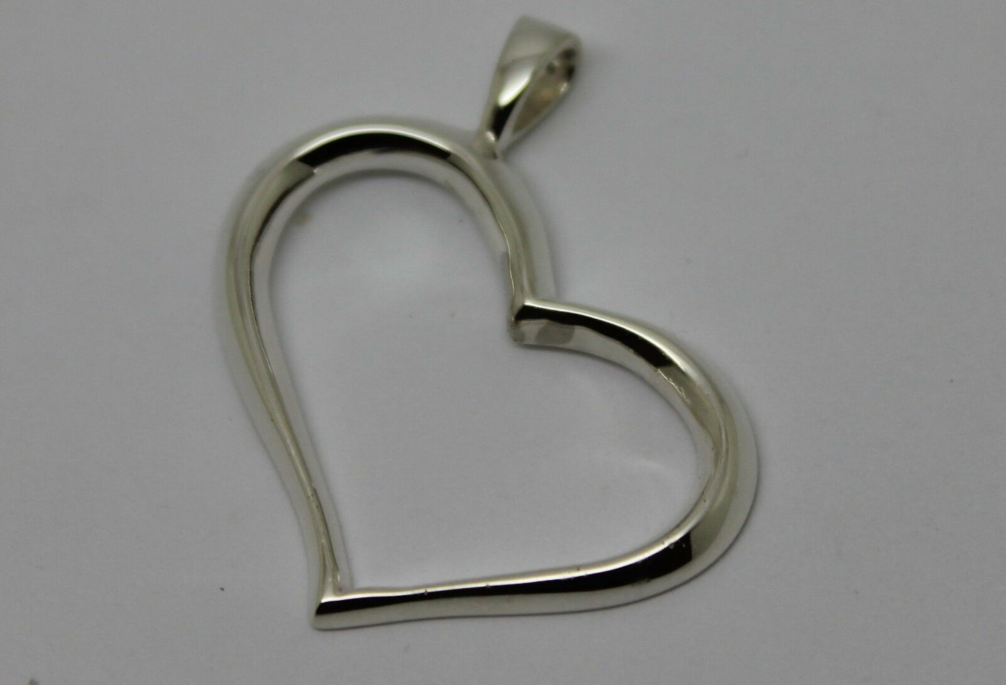 Genuine New Sterling Silver Large Modern Heart Pendant