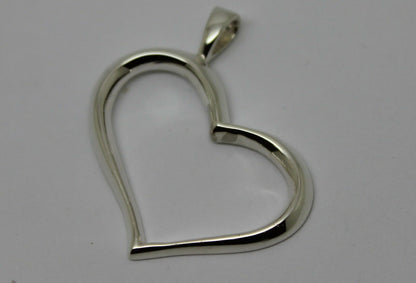 Genuine New Sterling Silver Large Modern Heart Pendant