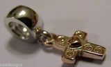 Genuine 9ct Yellow or Rose or White Gold or Silver Cross bead for charm bracelet