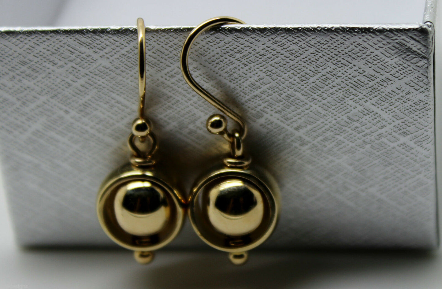 Kaedesigns, Genuine 9ct 9kt Yellow, Rose or White Gold Spinning Belcher Ball Drop Earrings