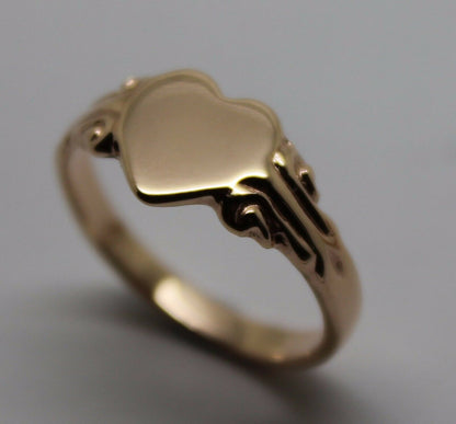 Size J Genuine 9ct 9Kt Yellow, Rose or White Gold 375 Heart Signet Ring