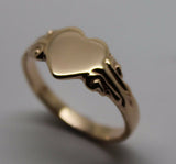 Size J Genuine 9ct 9Kt Yellow, Rose or White Gold 375 Heart Signet Ring