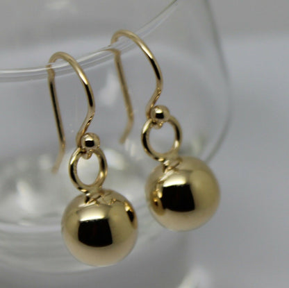 Kaedesigns New 9ct Yellow, Rose or White Gold 10mm Euro Ball Drop Earrings