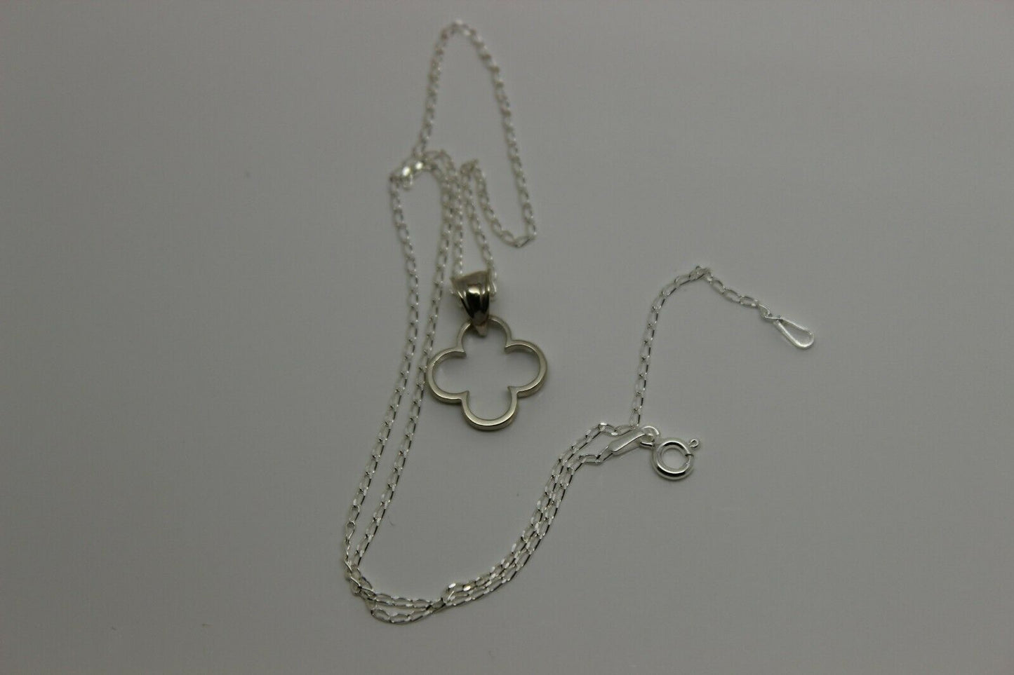 Sterling Silver 925 40cm Necklace & Small Four Leaf Clover Pendant + Chain