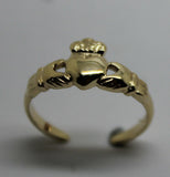 Genuine 9ct 9k Yellow, Rose or White Gold Irish Claddagh Toe Ring