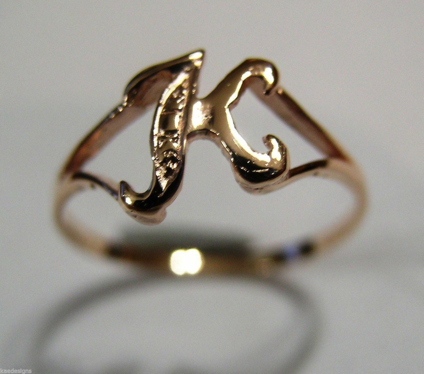 Genuine Delicate 9ct 375 Yellow, Rose or White Gold Initial Ring K