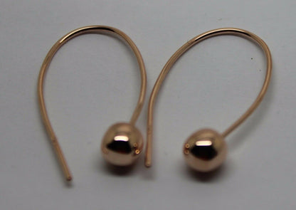 Genuine New Large Hooks 9ct Yellow, Rose or White Gold 6mm Euro Ball Drop Earrings