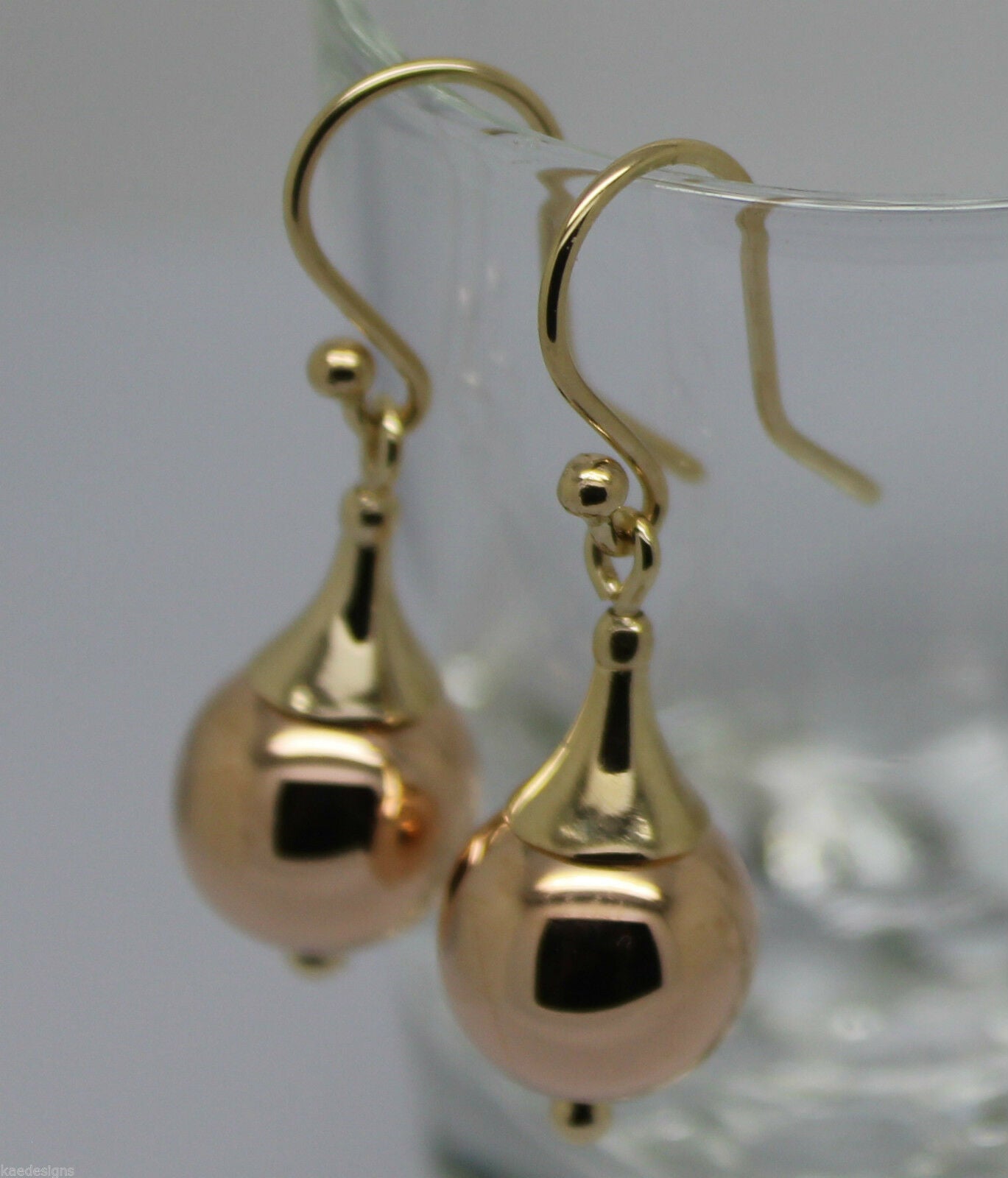 Genuine 9ct Yellow & Rose Gold 12mm Ball Earrings