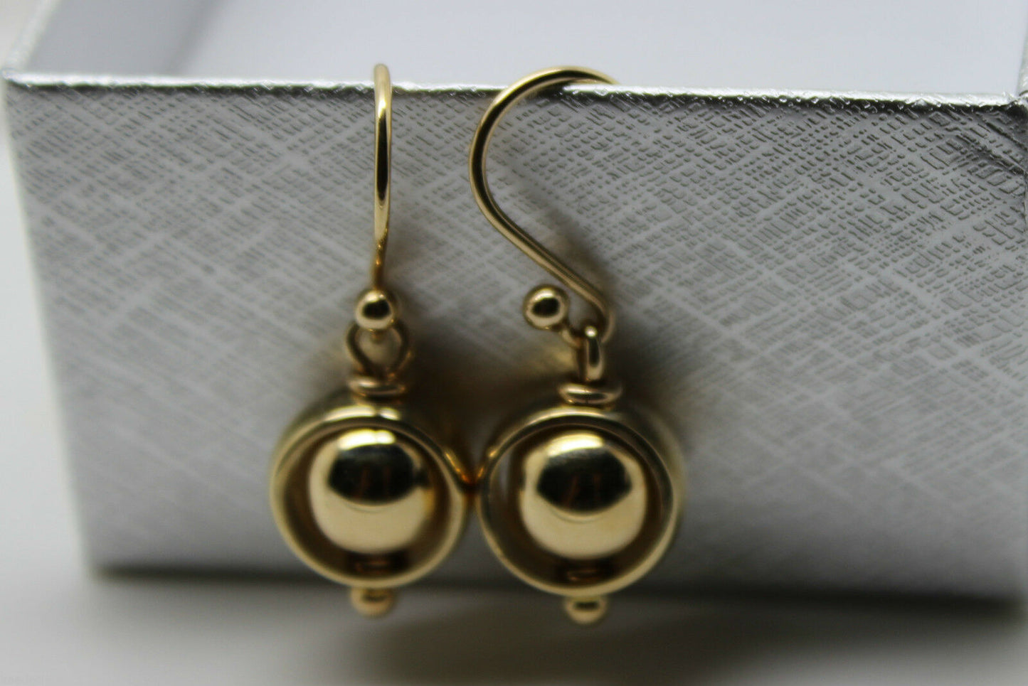 Kaedesigns, Genuine 9ct 9kt Yellow, Rose or White Gold Spinning Belcher Ball Drop Earrings